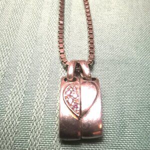 ITALY Sterling Silver 17g Box Chain and Heart Pendant Both Stamped 925- 23.5" Vt